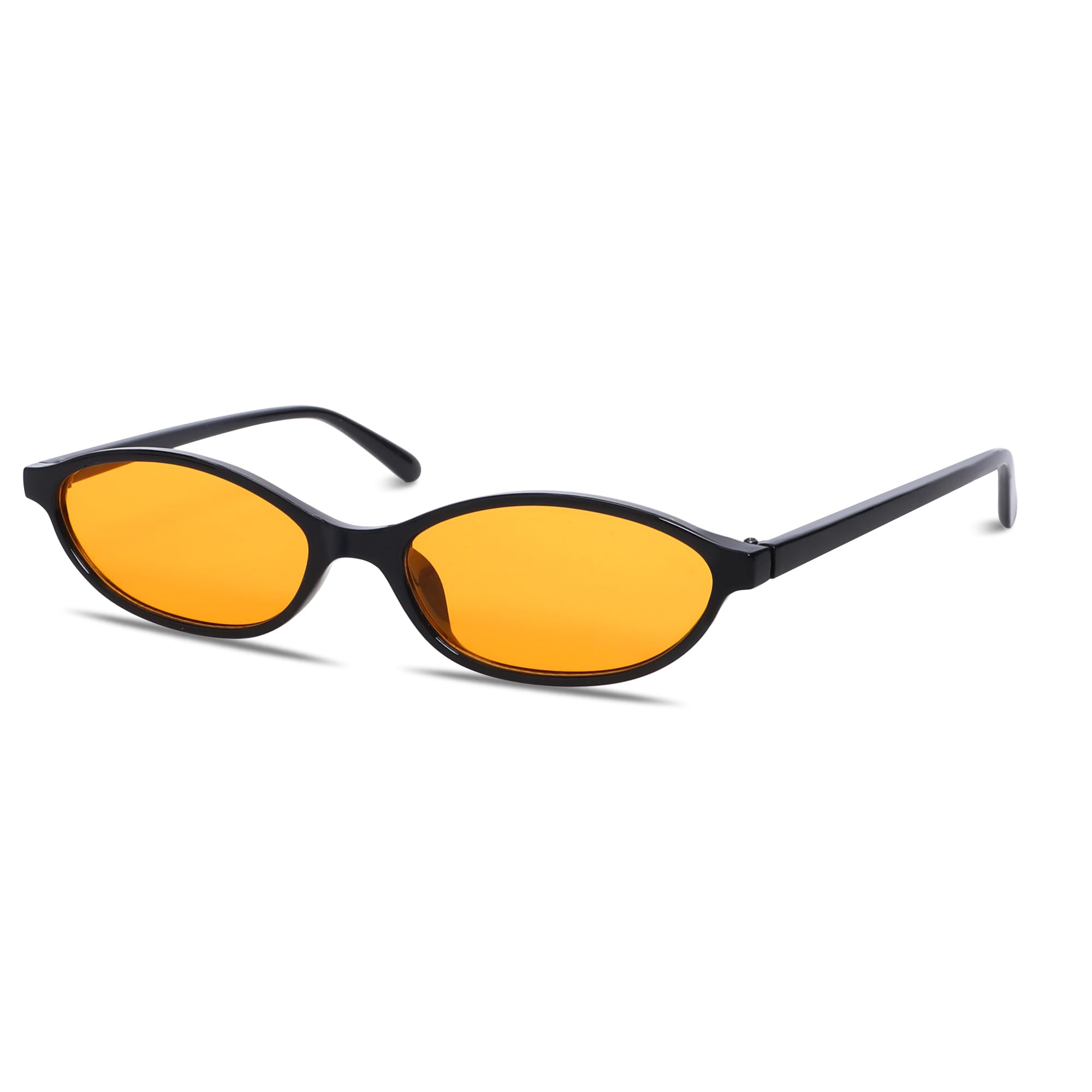 GUVIVI Retro Oval Sunglasses for Women Chic Cat Eye 90s Sunnies Lightweight Narrow Shades Trendy UV protection Sun Glasses