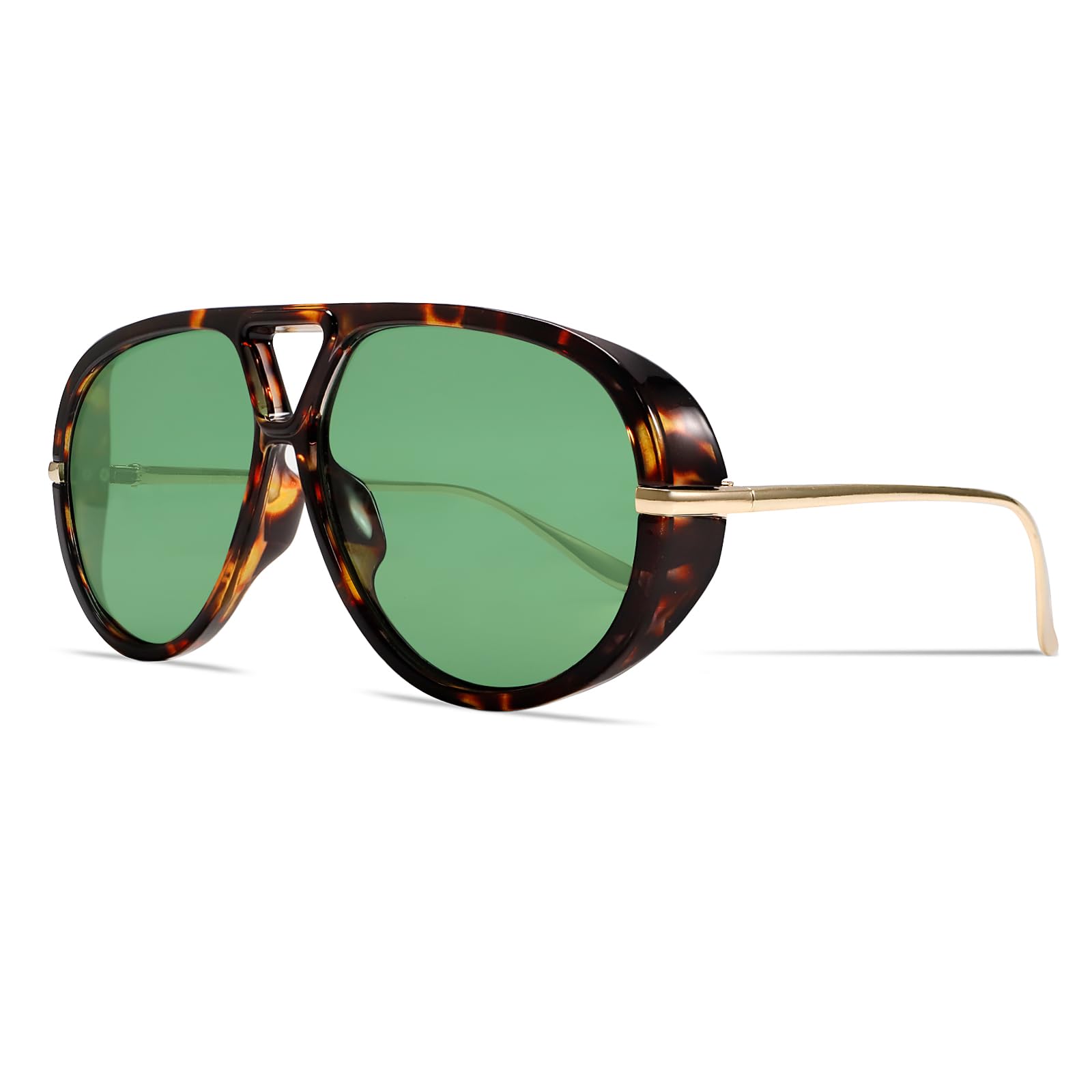 GUVIVI Retro Gold Aviator Sunglasses for Women Men, 2026 Metal Oversized 70s Aviators Black Vacation Beach Sun Glasses