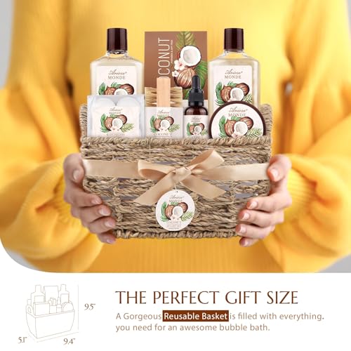 Bath Spa Gift Basket Set for Women, Enchanted Orchid Scent, Home Spa Gift Box with Shower Gel, Bubble Bath, Body Lotion, Body Scrub, Bath Bomb, Bath Salt, Bath & Body Gift Set