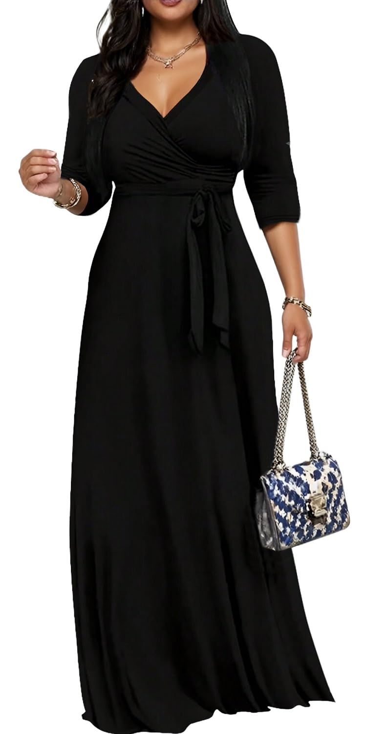 Maxi Dresses for Women Long Dress Casual V-Neck Loose Prom Dresses All Seasons