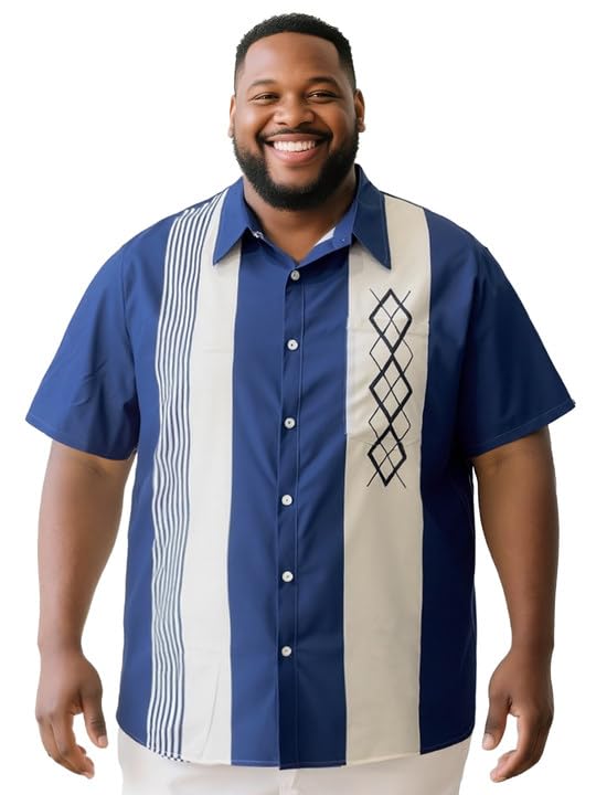 Yuyapu Button Down Shirt Men Causal Big and Tall Shirts for Men Short Sleeve Button up Summer Beach Work Shirts Plus Size