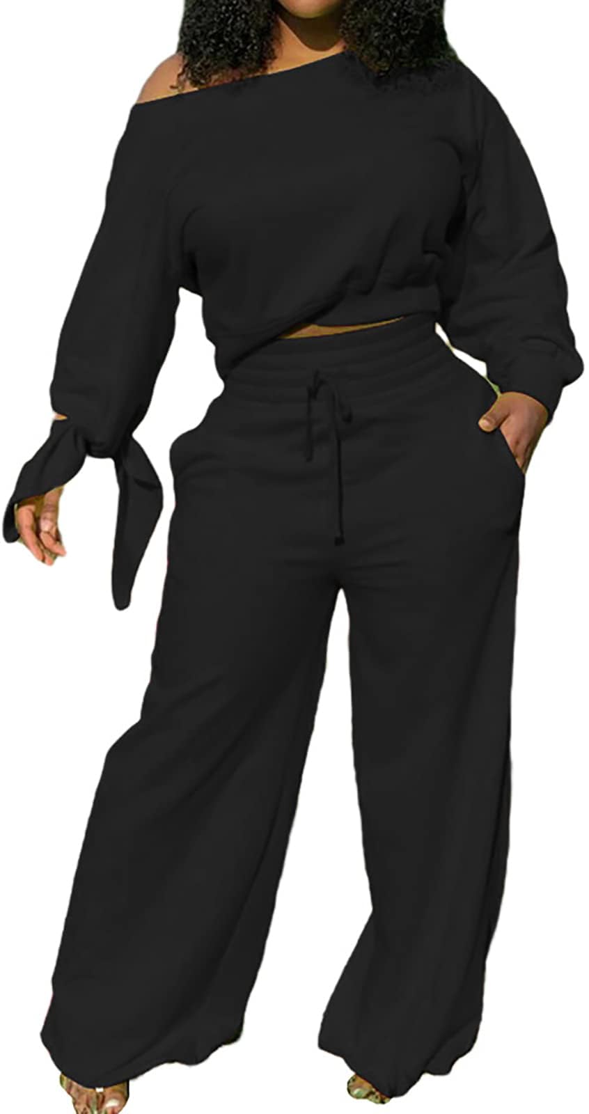 Yiershu Lounge Sets for Women 2026 Sweatsuits 2 Piece Outfit Tracksuit Matching Set Wide Leg Sweatpant