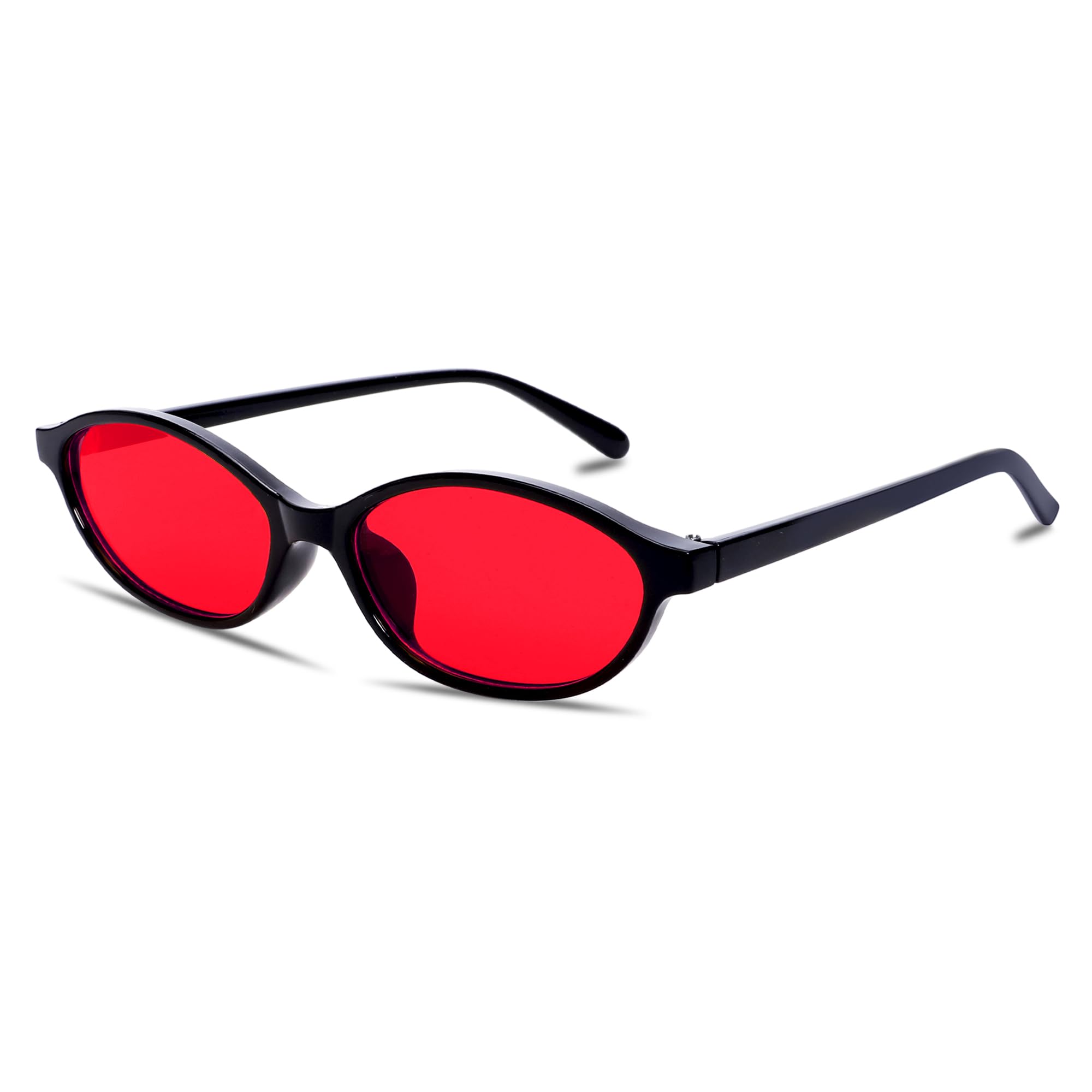 GUVIVI Retro Oval Sunglasses for Women Chic Cat Eye 90s Sunnies Lightweight Narrow Shades Trendy UV protection Sun Glasses