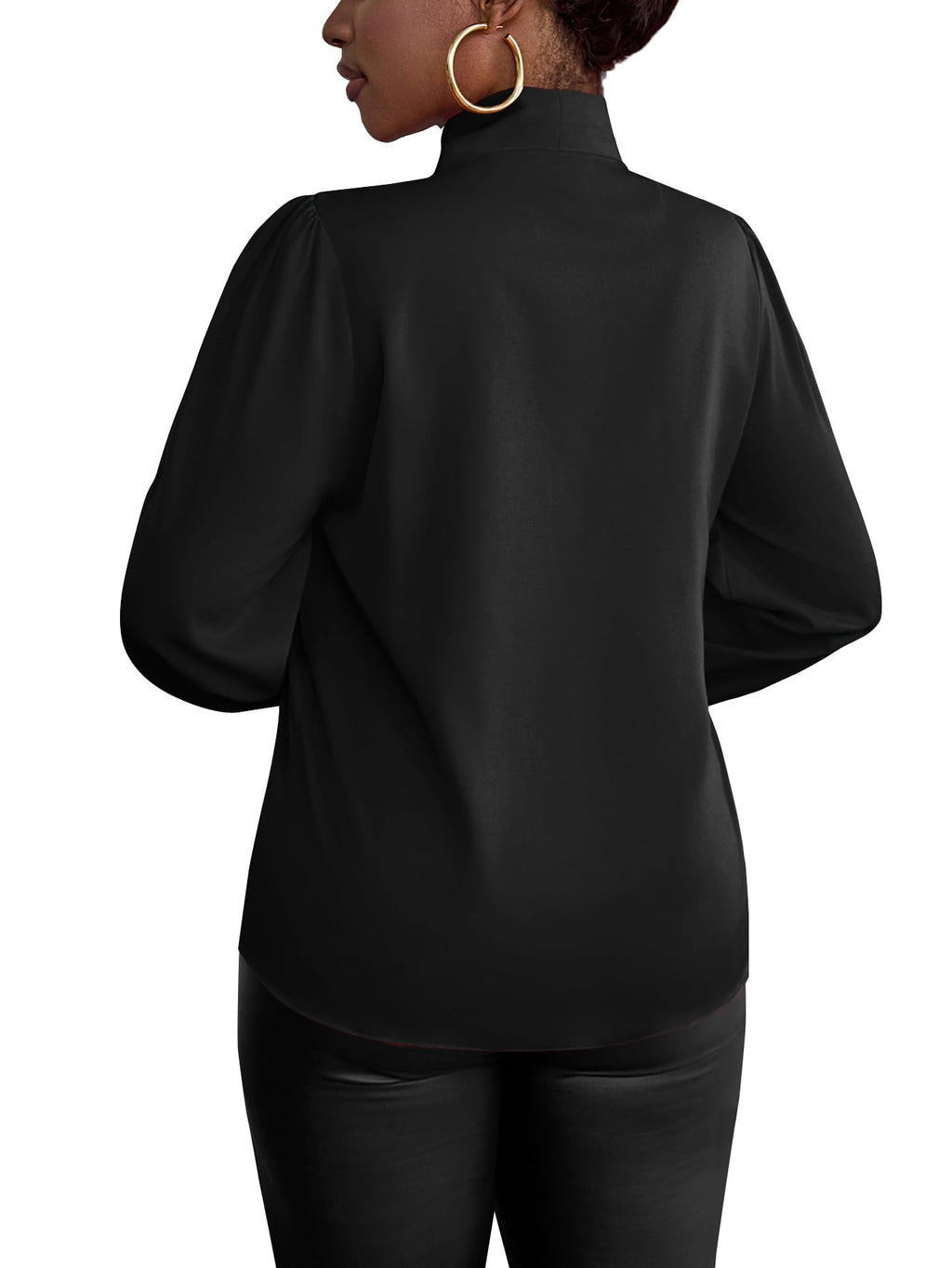 Vrtige Women's Bow Tie Neck Long Sleeve Elegant Blouse Shirt Top
