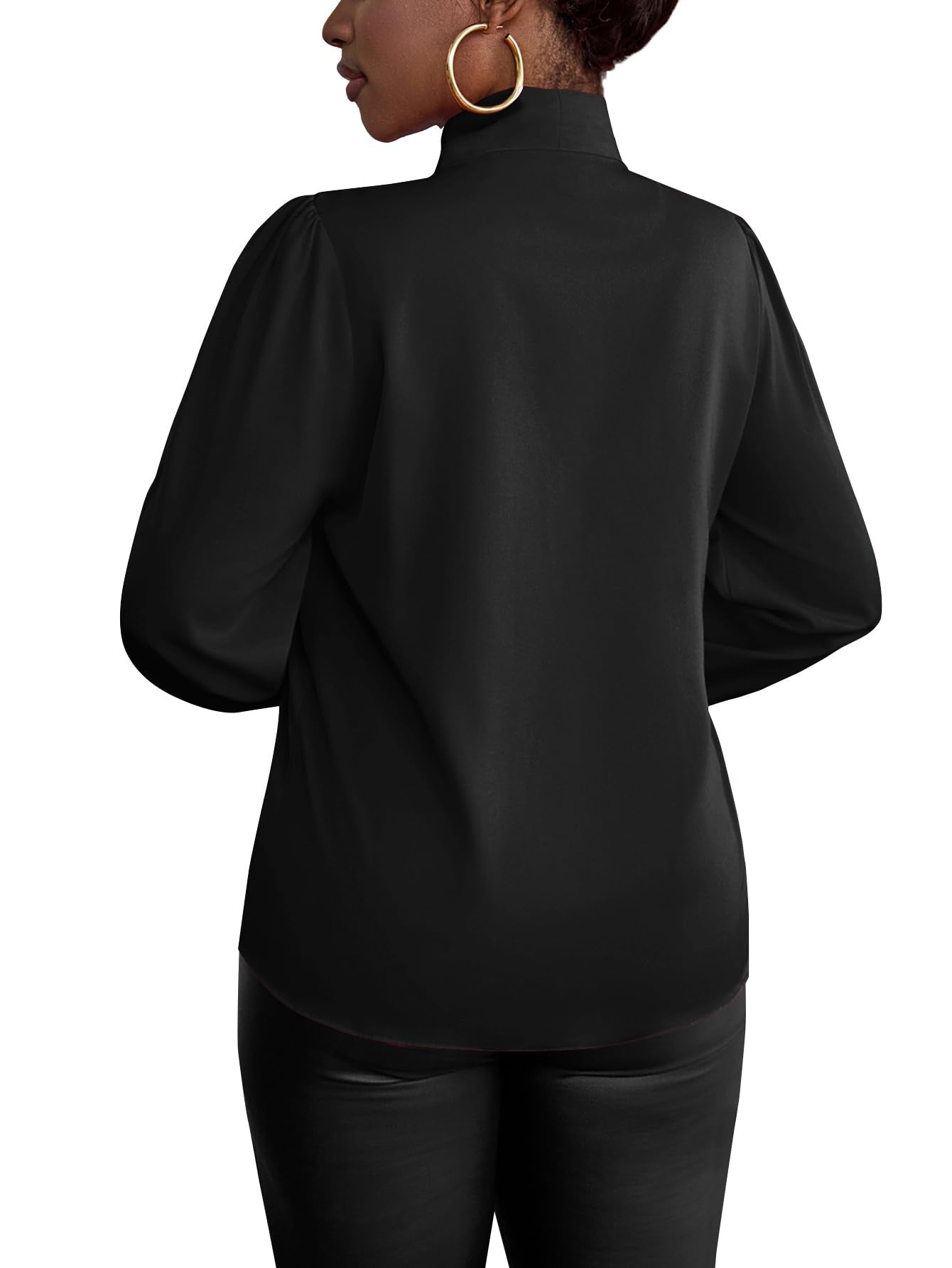 Vrtige Women's Bow Tie Neck Long Sleeve Elegant Blouse Shirt Top