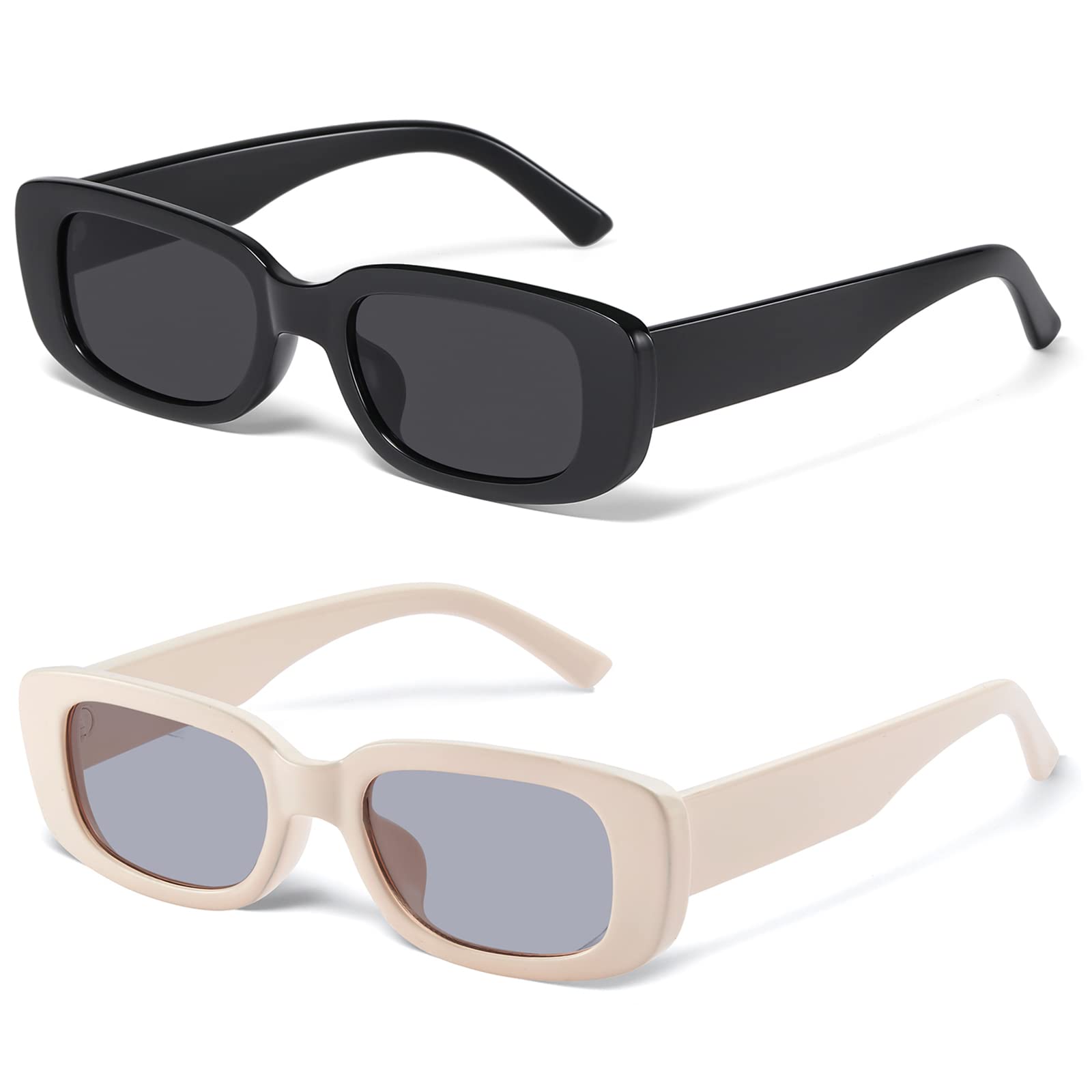 JASPIN Rectangle Sunglasses for Women Men Trendy Y2k Retro 90s Sun Glasses UV Protection Cool Square Frame