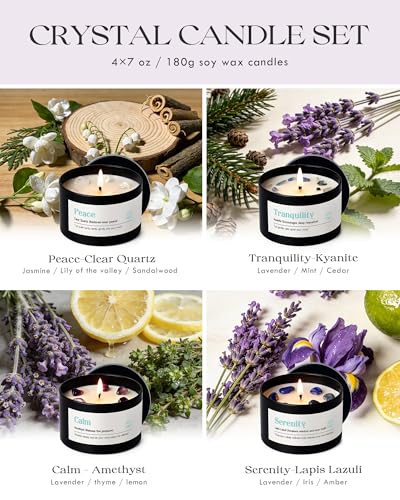 AOOVOO Crystal Candles Set for Women - 4 Pack 26 oz Soy Wax Candles for Home Scented, 200 Hour Long Lasting Candle