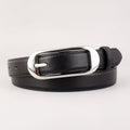 Women's Leather Skinny Belt with Buckle – Classic Neutral