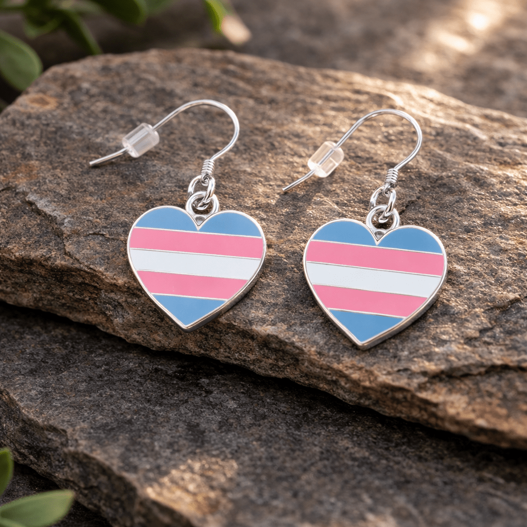 Transgender Heart Pride Hanging Earrings