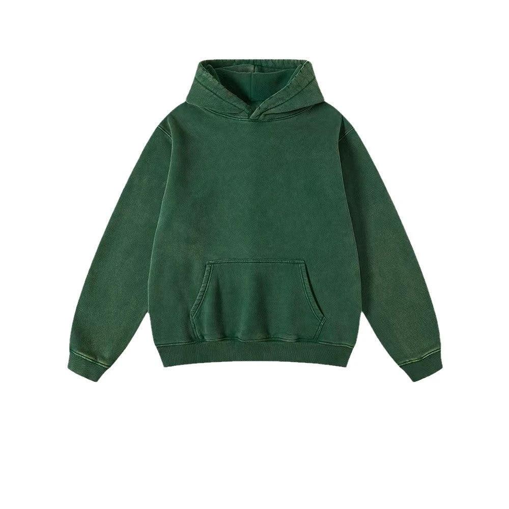 Men's Heavy Fleece-lined Thickened Retro Washed Sweater