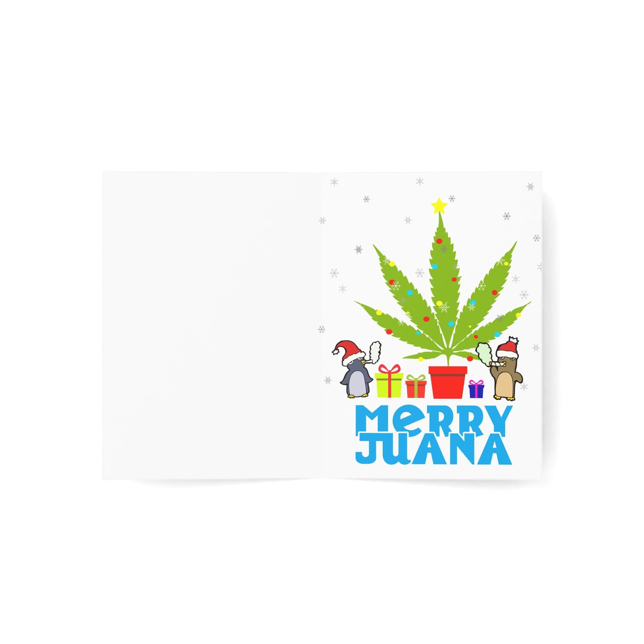 Ho Ho Ho Merry Juana Pot Smoking Penguins Merry Christmas Greeting Cards (1, 10, 30, and 50pcs)
