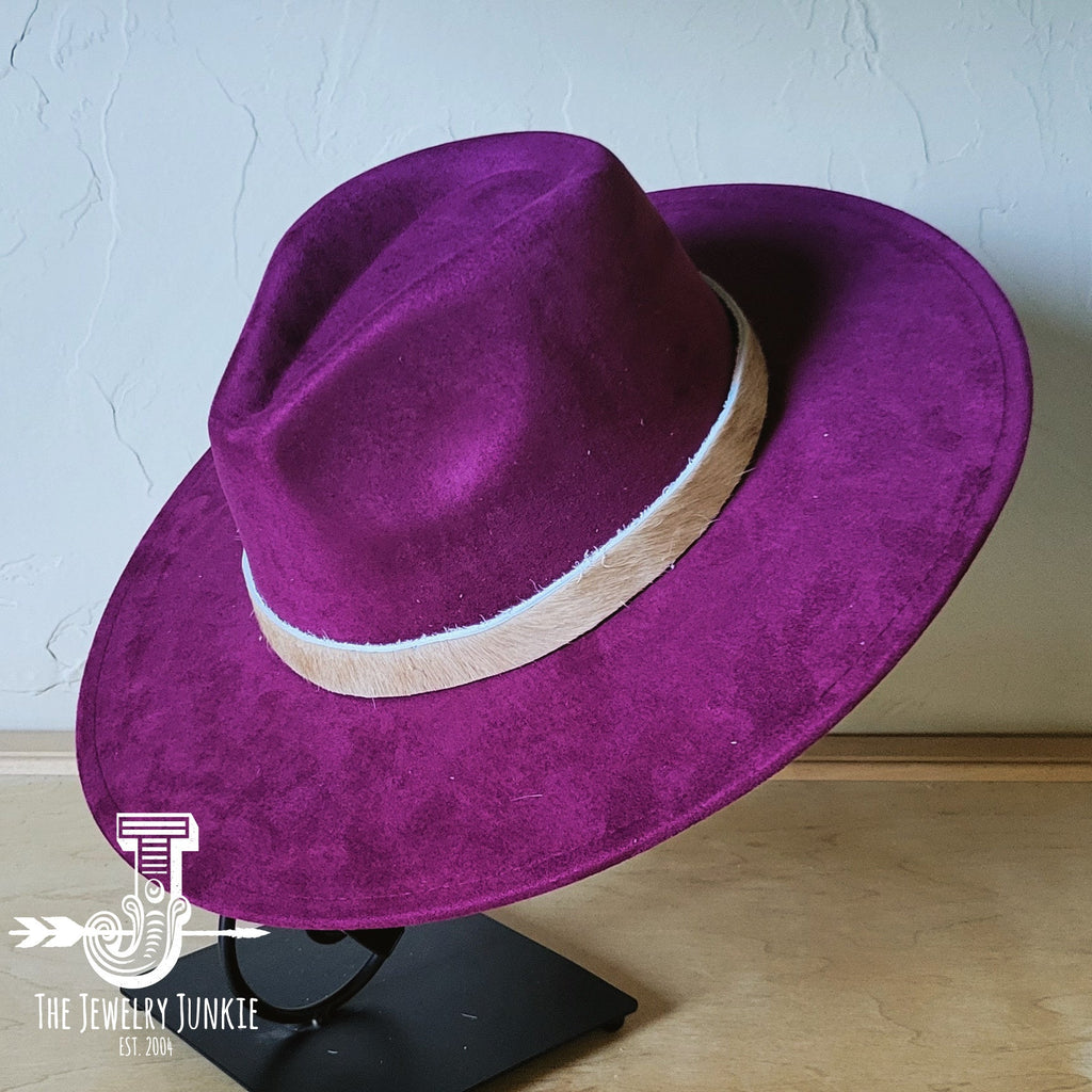 **Boho Western Felt Hat w/ Choice of Hatband- Plum 990b