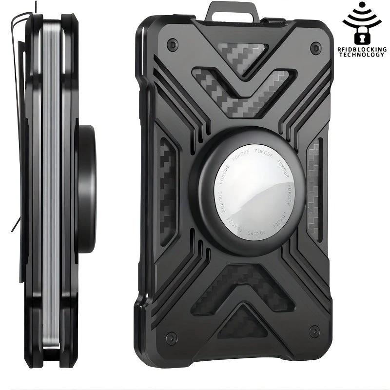 Card Holder Airtag Men's Tracker Case Carbon Fiber Credit Card Clip Wallet