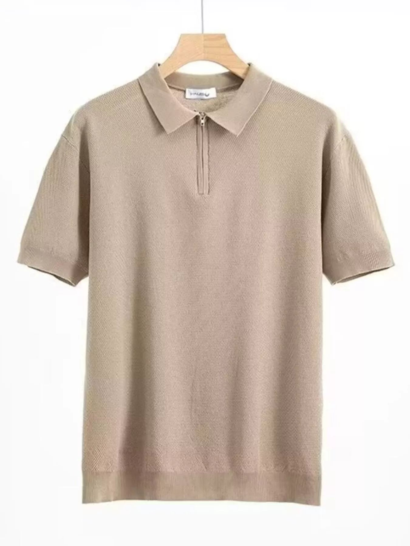 Men's Plus Size Quarter Zip Short Sleeve Polo