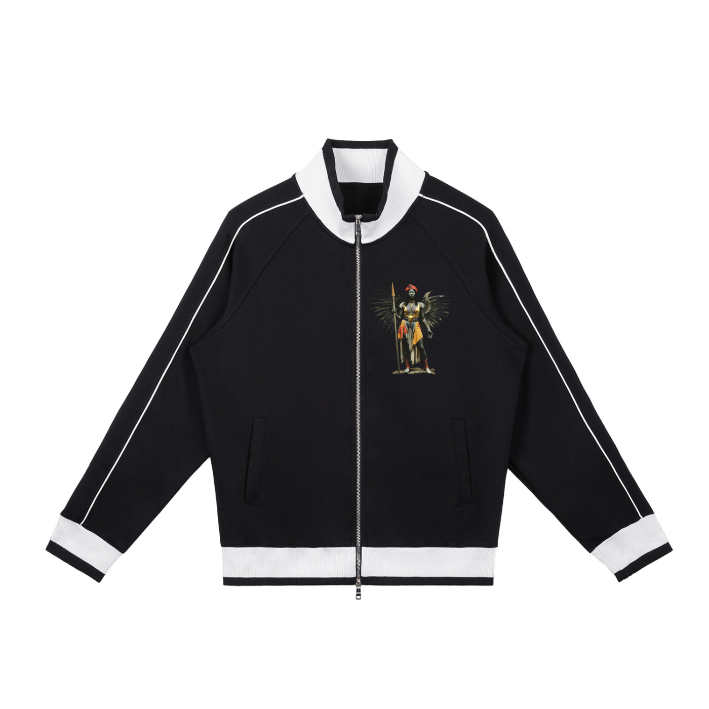 AmaruKhan Hebrews Color Block Raglan Sleeve Zip Track Jacket