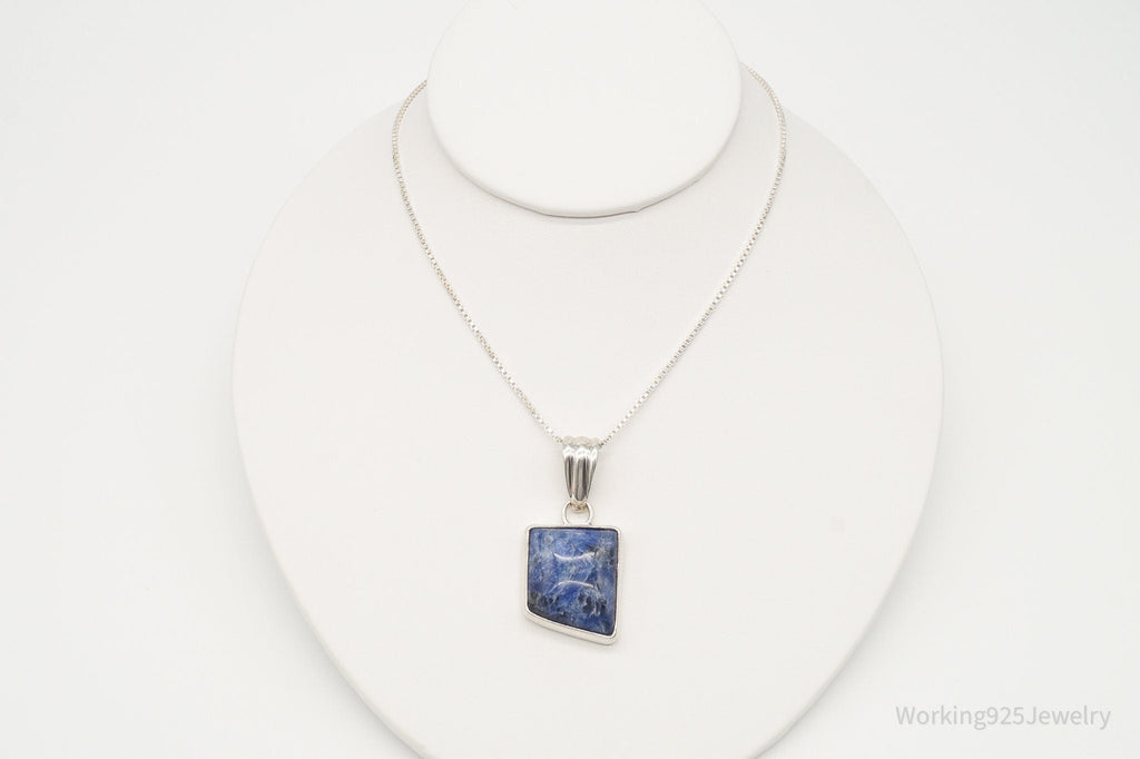Vintage Large Sodalite Sterling Silver Necklace