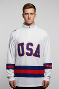 USA Hockey Adult Miracle on Ice 1980 Team Jersey White Lightweight 1/4 Zip Pullover