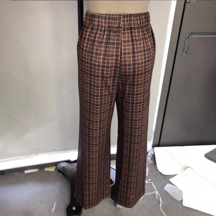 Spring Summer Chic Commuter High-Waisted Versatile Plaid Striped Retro Pants See size chart under “more details”