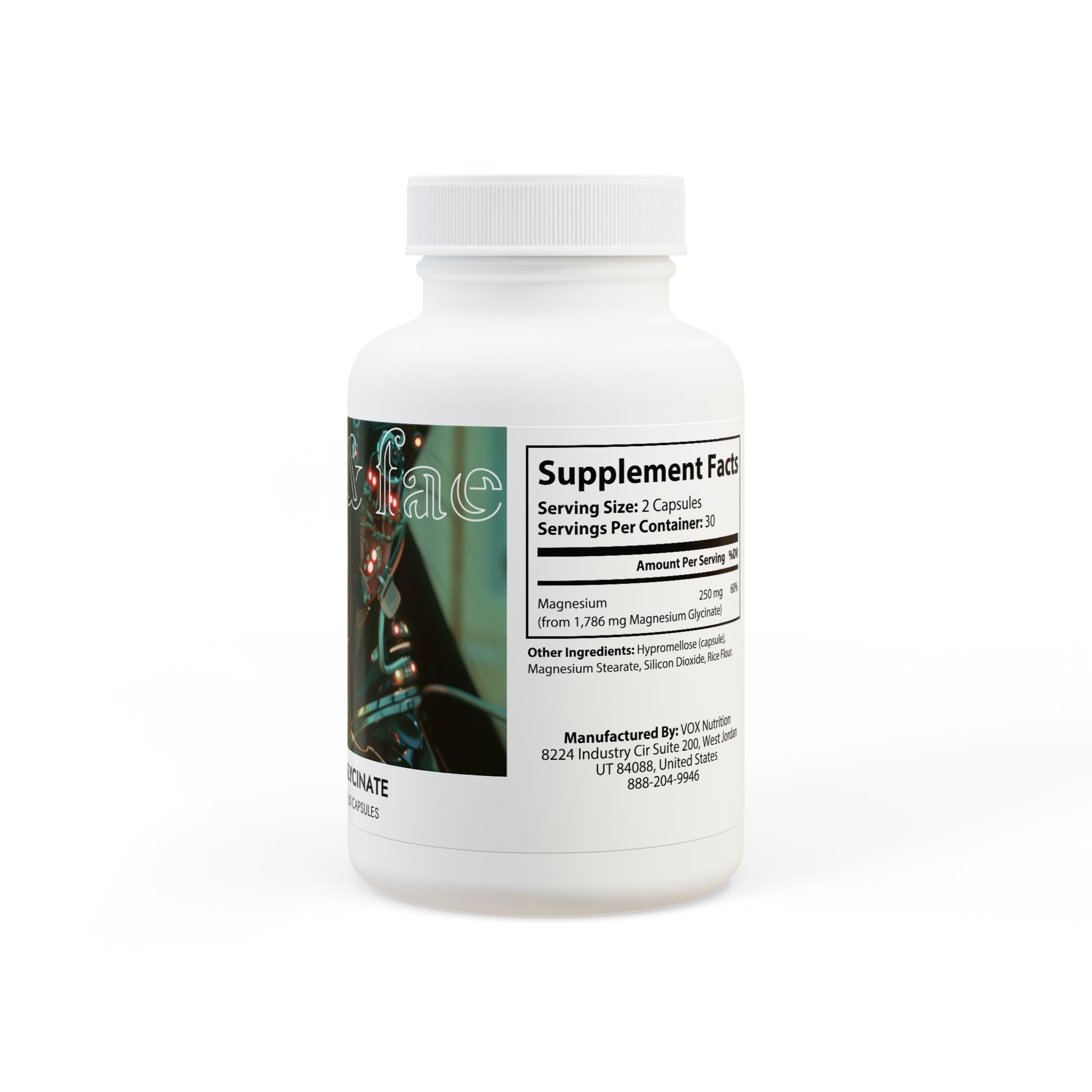 Magnesium Glycinate Supplement (60 Capsules) by Aziza & Fae