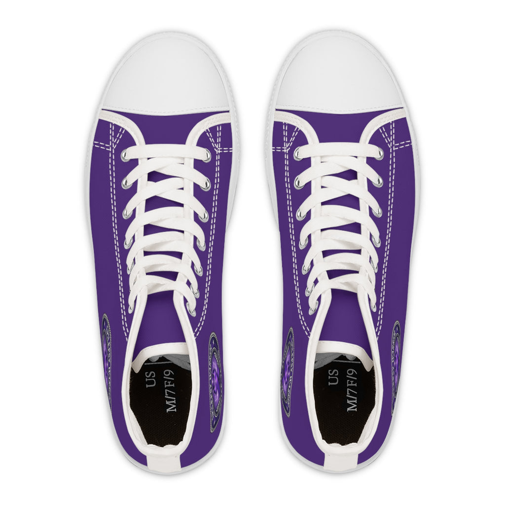 Women’s Purple High-Top Sneakers – Epilepsy Awareness Faux Seal Design
