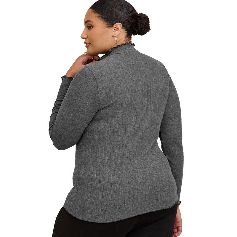 Women's Half-high Collar Long Sleeves T-shirt Slim Bottoming Shirt See size chart under “more details”