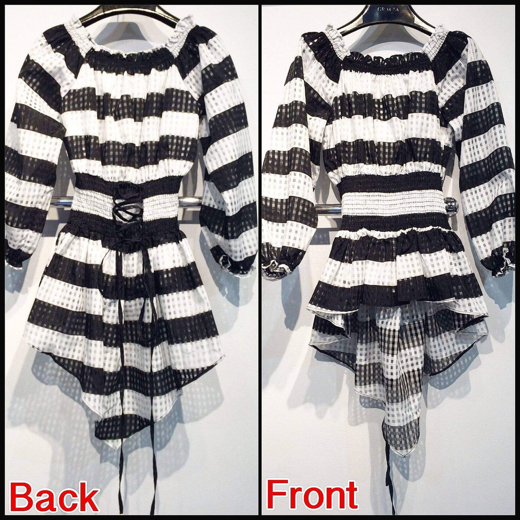 Striped off Shoulder Peplum Top