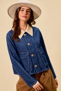 Zip Up and Buttoned Denim Jacket - Stylish Casual Outerwear