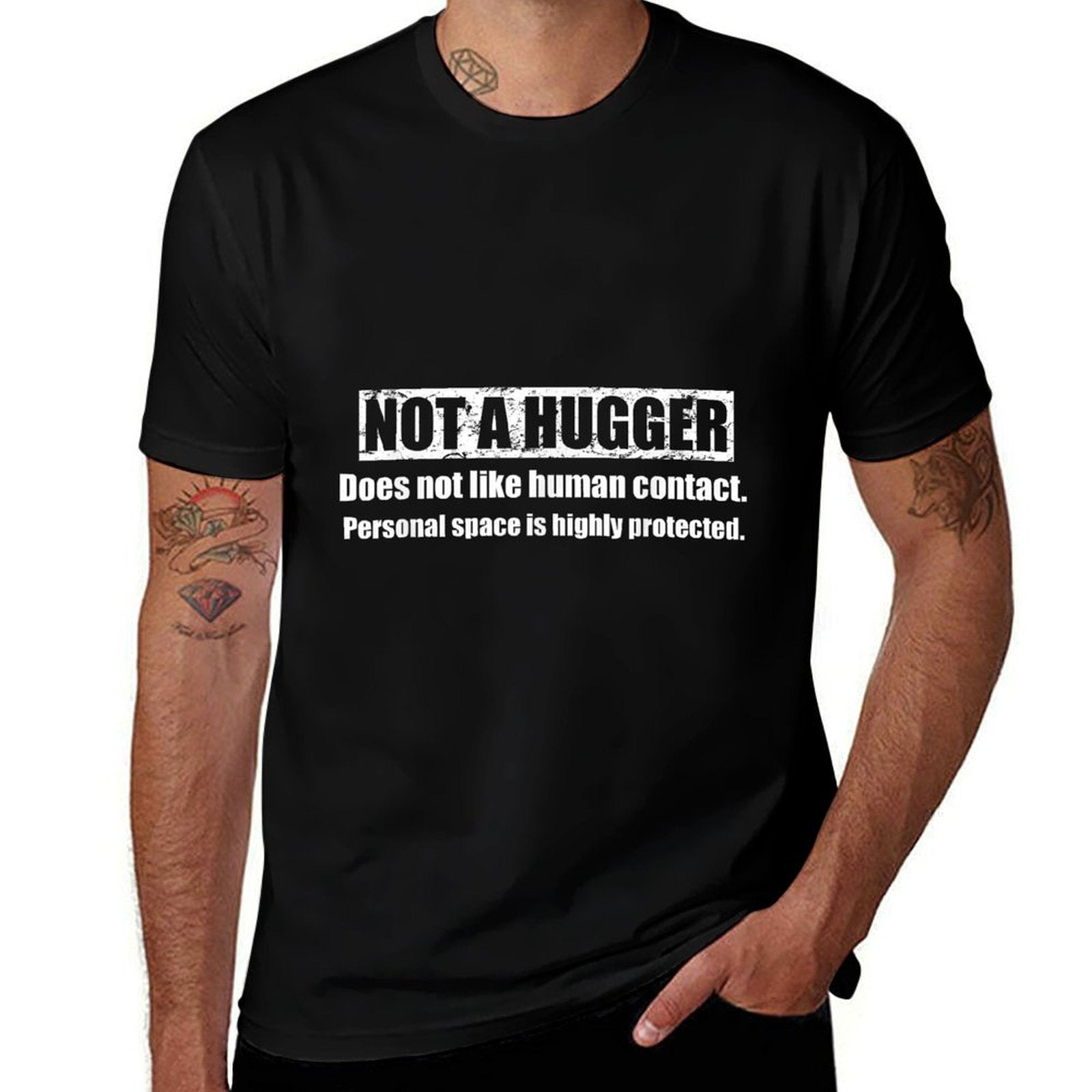 Not A Hugger Funny Im Not A Hugger Definition  Ribbed Collar T-Shirt