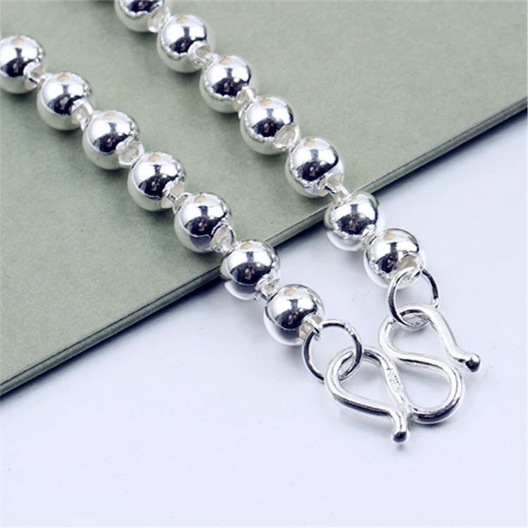Men's Round Beads Silver Necklace