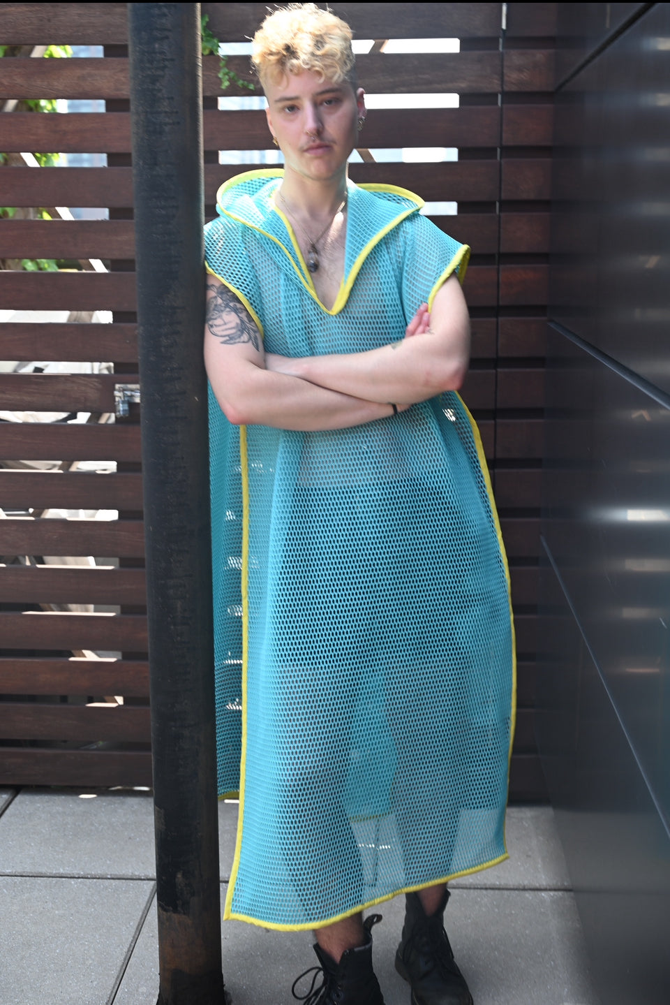 Honeycomb Teal Hooded Tunic