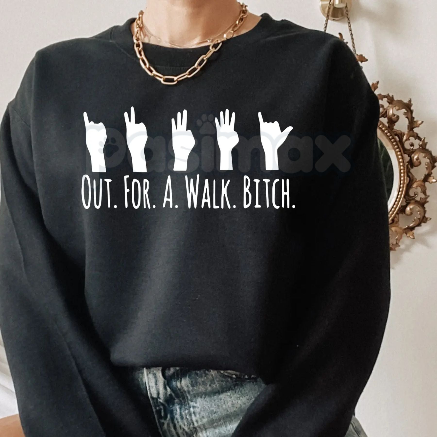Buffy The Vampire Slayer Sweatshirt | Out For A Walk Btch Spike Crewneck | Retro 90s TV Show Jumper | Sunnydale High Graphic Pullover | Sassy Vampire Quote Shirt | Vintage Horror Aesthetic Top