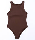 Seamless Crew Neck Bodysuit - Brown