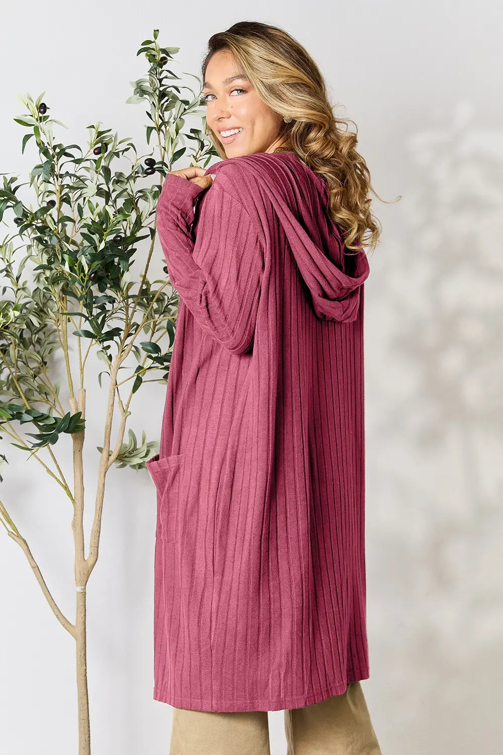 Basic Bae Full Size Hooded Cardigan