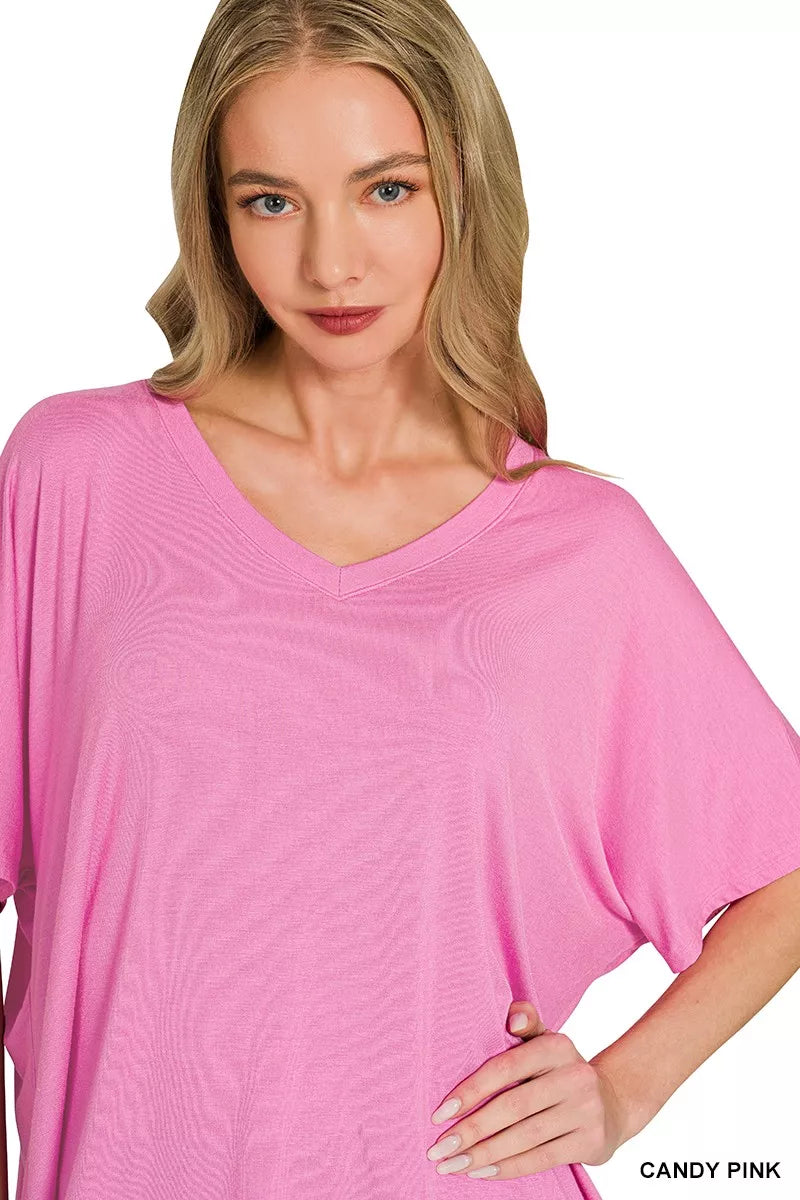 Zenana Oversized V-Neck Top & Pants Set