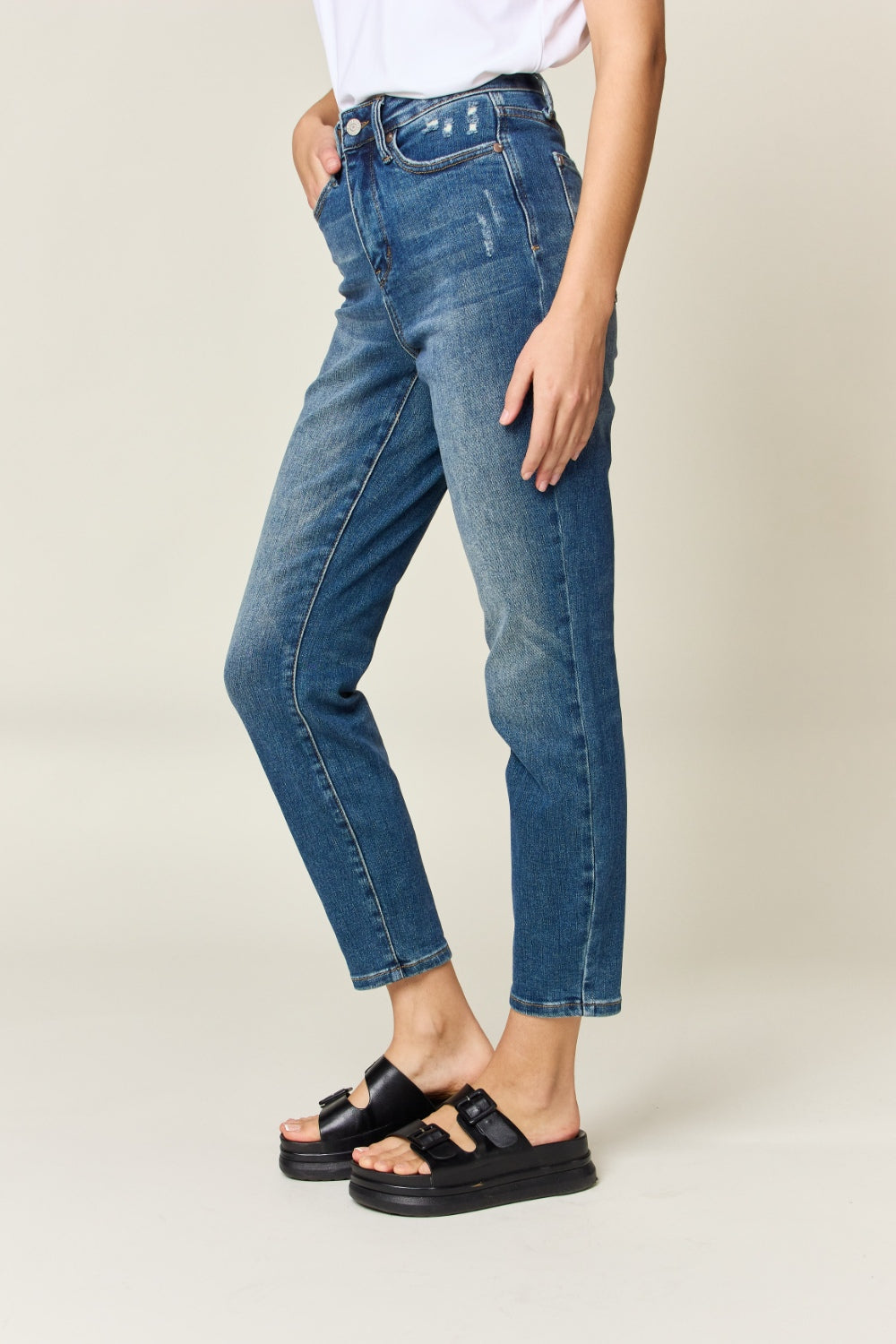Judy Blue Tummy Control High Waist Slim Jeans For Women Full Size Midsection Smoothing Figure Flattering