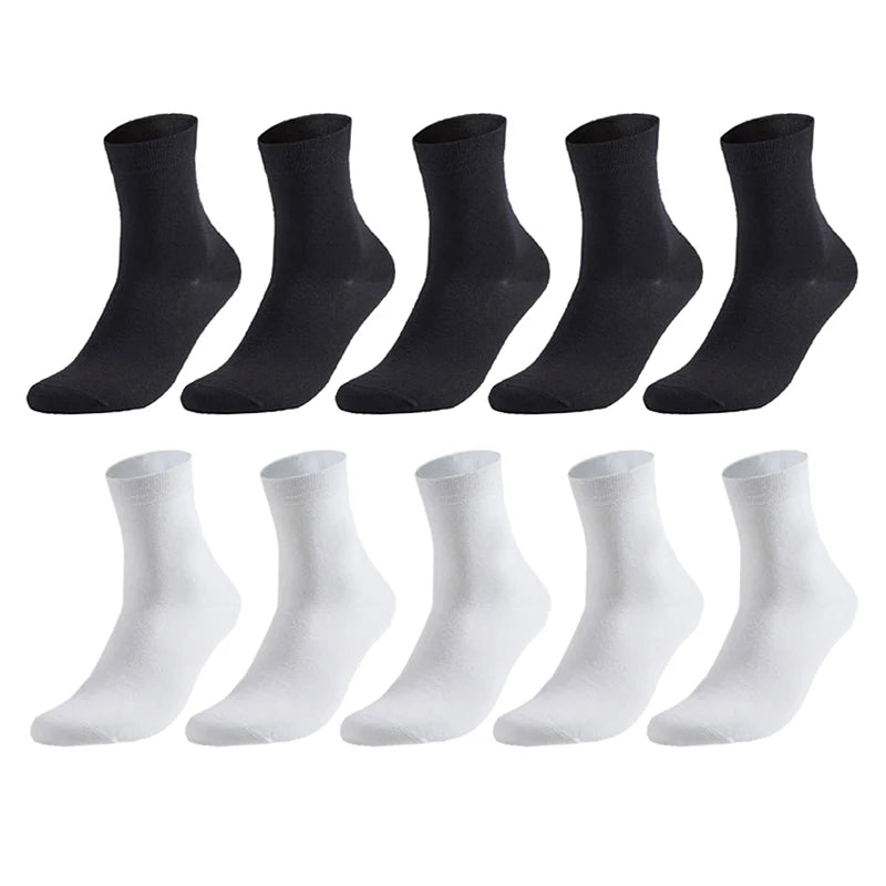 10 Pairs Men'S Cotton Socks New Style Black Business Men Socks Soft Breathable Summer Winter for Male Socks plus Size 38-47