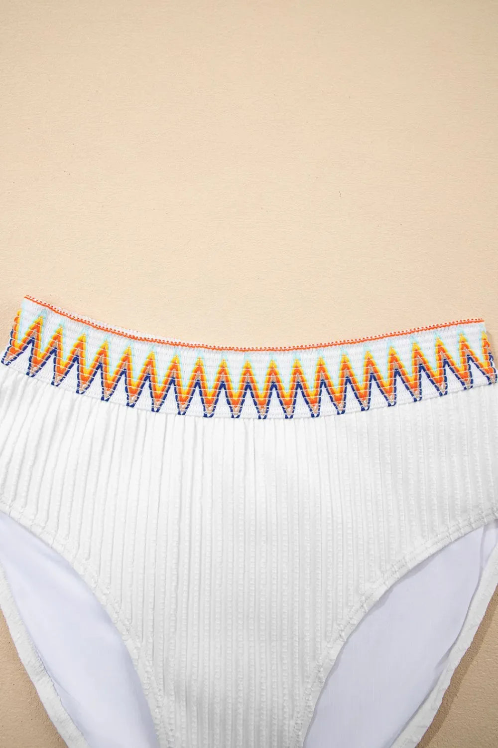 Textured Contrast Banding Bikini High Waist 2pcs Swimsuit