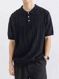 Men's Plus Size Textured Knit Short Sleeve Polo