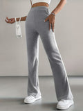 Women's High Waist Ribbed Knit Flare Pants Comfortable Casual