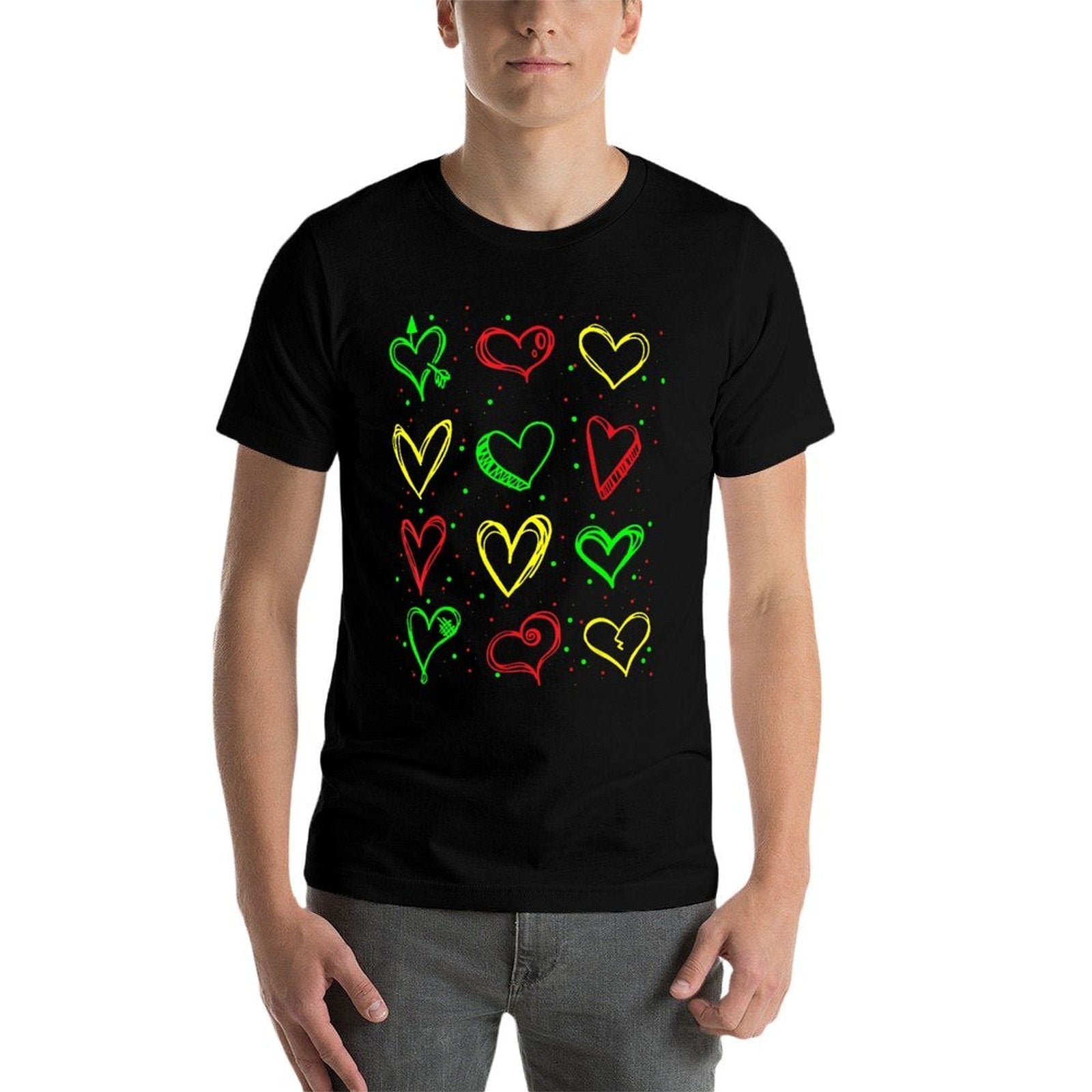 Heart Pattern Juneteenth Black History African American  Heathered Texture T-Shirt