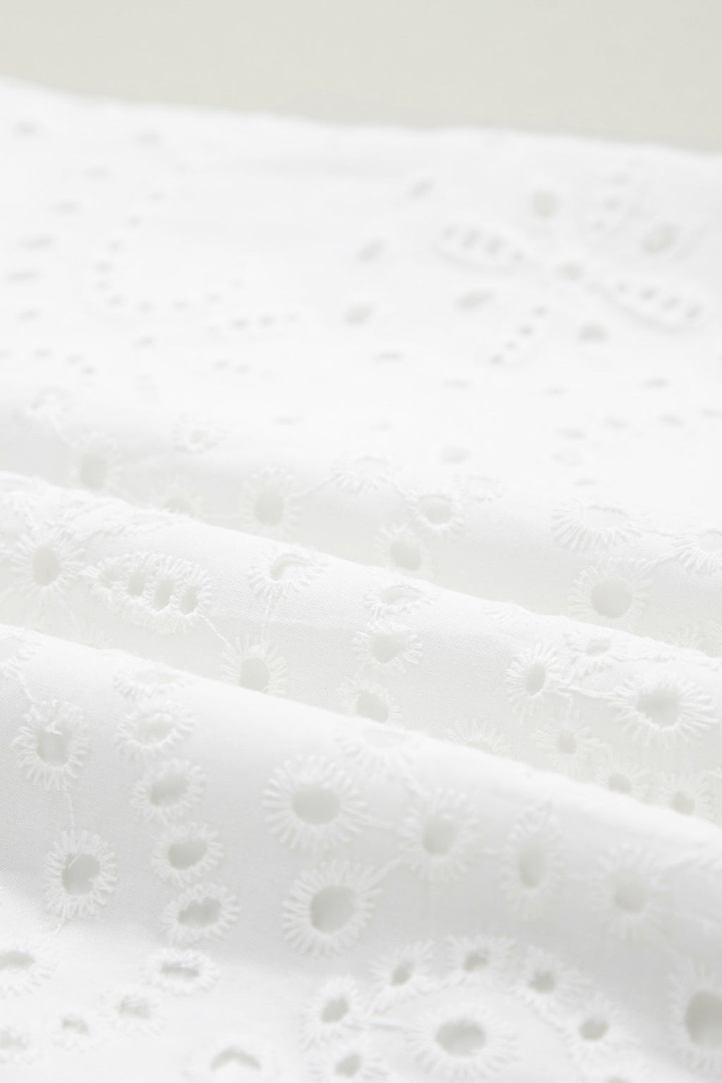 White Solid Color Eyelet Embroidered T Shirt Mini Dress