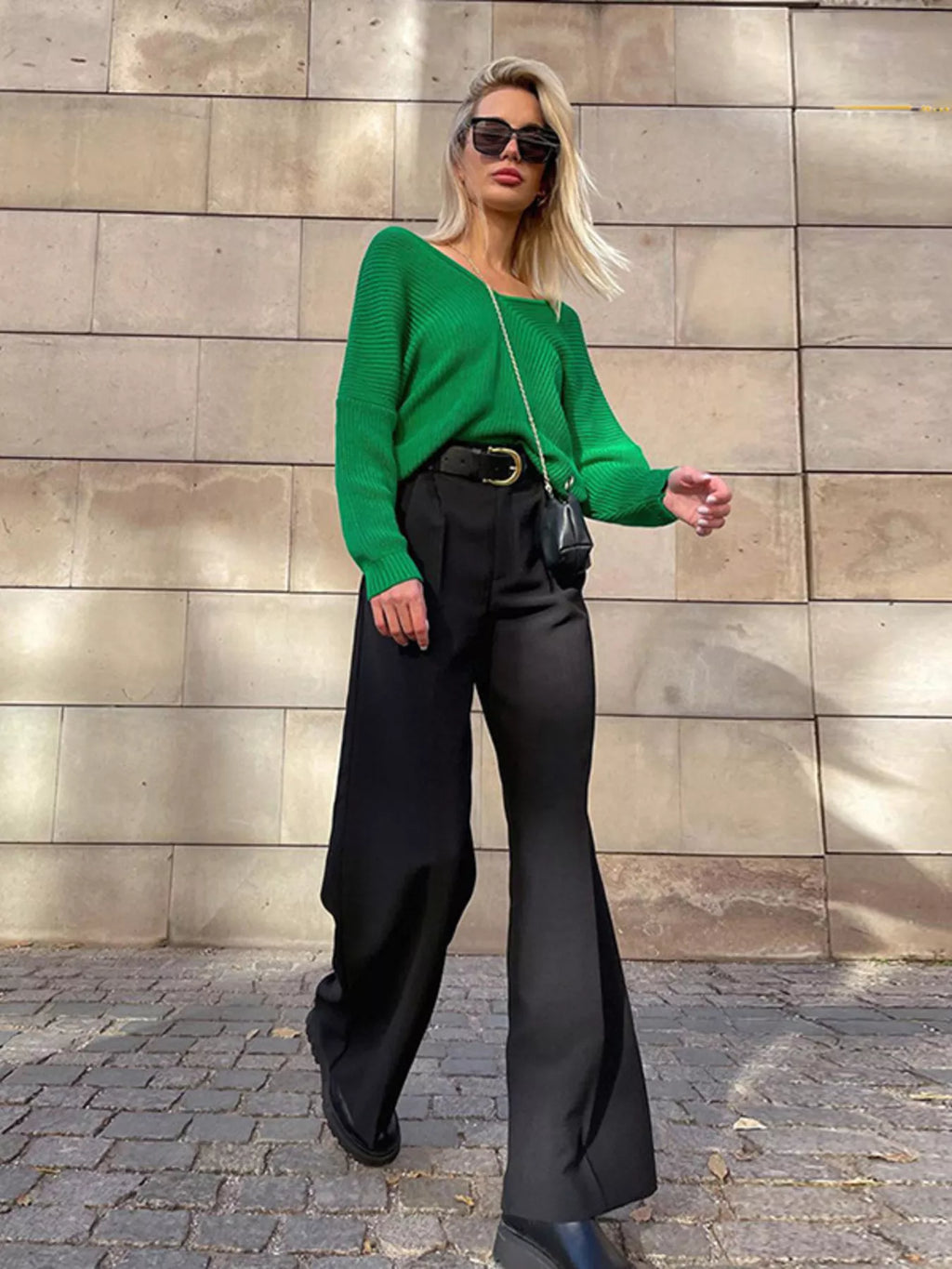 Women's High-Rise Wide Leg Pleated Pants – Relaxed Floor Length