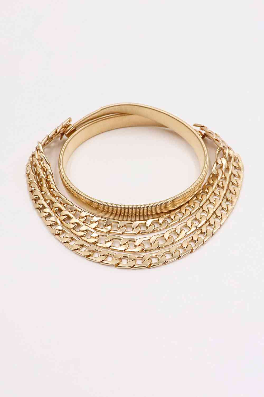 GlamourStyle Metal Triple-Layered Chain Belt – Eye-Catching Fashion Accessory See size chart under “more details”