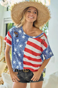 BiBi American Flag Short Sleeve T-Shirt – Stars & Stripes Patriotic T-Shirt
