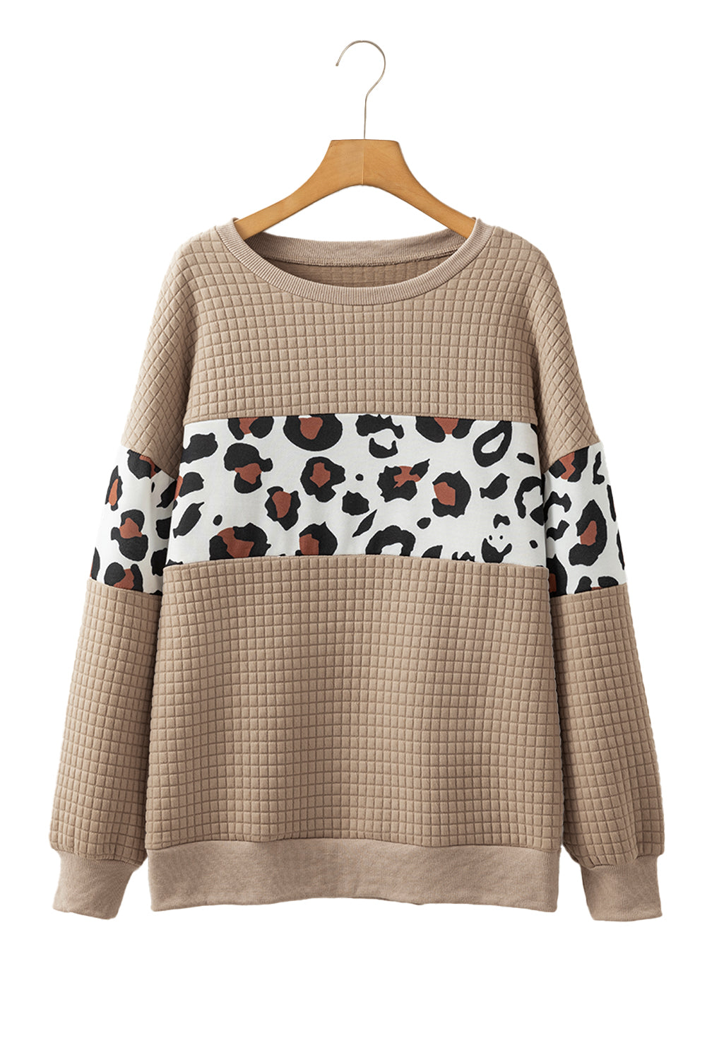 Parchment Leopard Quilted Patchwork Pullover Women's Sweatshirt