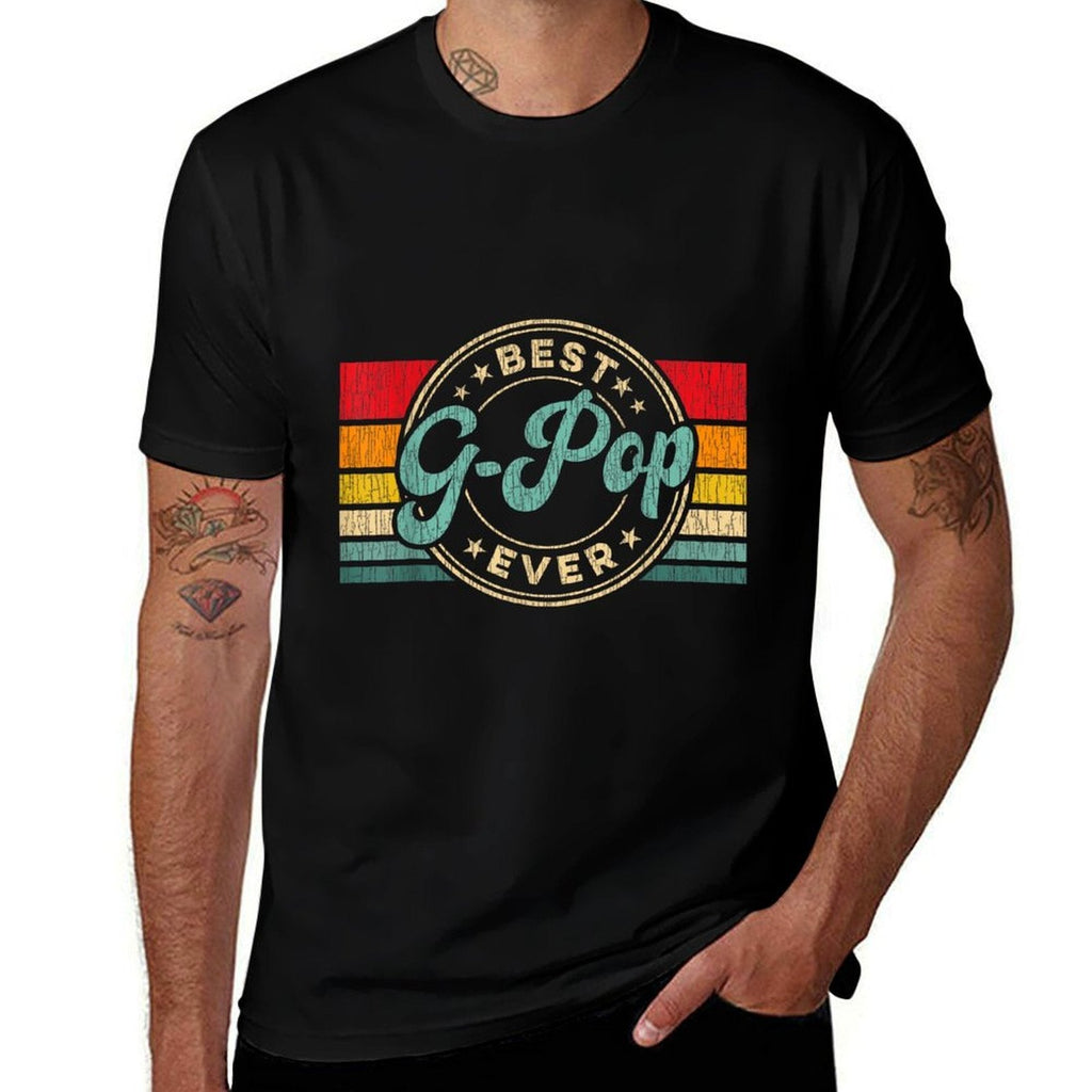 Best G-Pop Ever Vintage Retro Fathers Day Gift  Rolled Sleeves T-Shirt