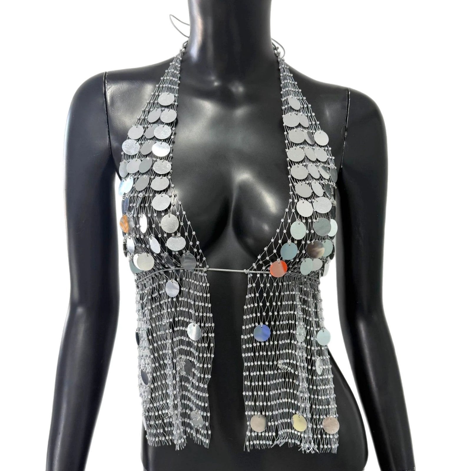 Fashion Fishnet Rhinestone Sequins Sling Women