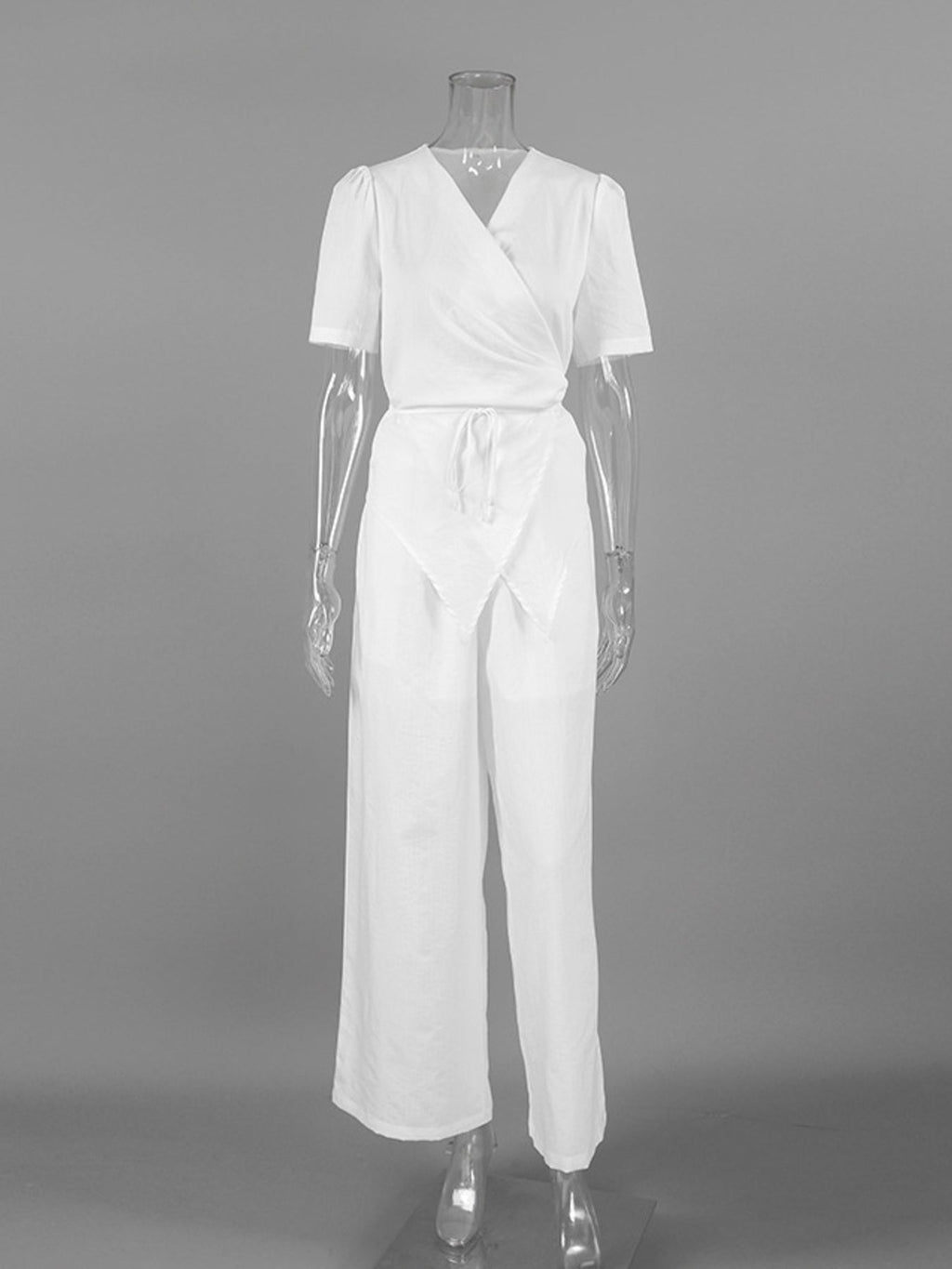 White Wrap Top & Wide Leg Pants Set | Bohemian Beach