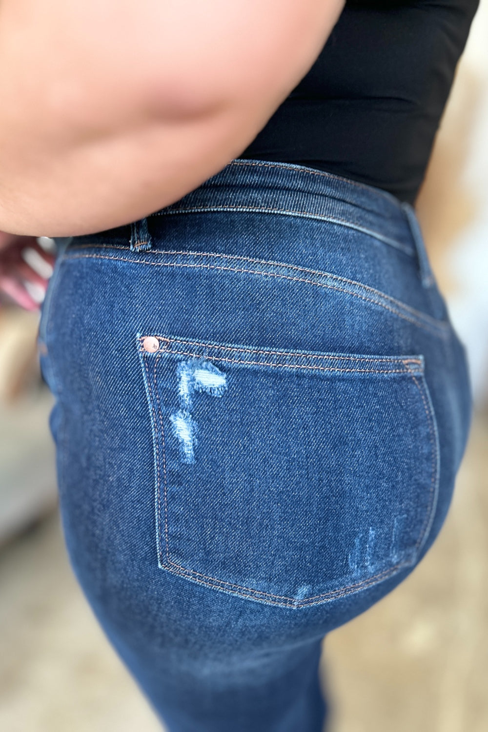 Judy Blue Jeans Full Size High Waist Rigid Magic Heavy Destroyed Straight For Curvy Women