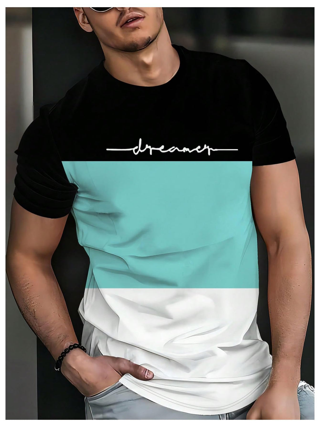 SOLY HUX Men's Casual T Shirts Short Sleeve Crew Neck Color Block Graphic Tees Shirt Summer Tops